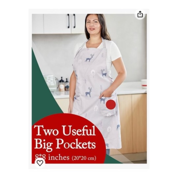 NWOT Cotton Linen Apron with Pockets - Picture 3 of 7